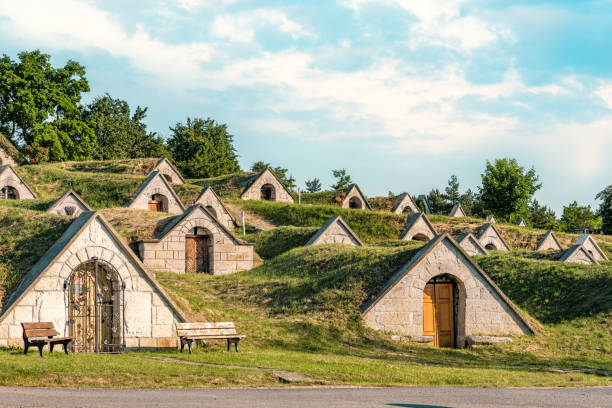 Wine cellars in a row at Tokaj Wine region, Hungary